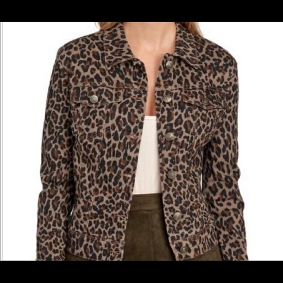 NineWest Sarah Leopard/ animal print denim jacket